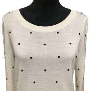 Elegant Talbots Cream Sweater with Black Accents